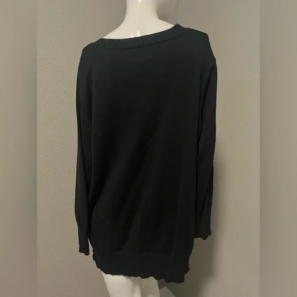 AVENUE Plus Women’s Classic Black V-Neck Long Sleeves Top Sweater Size 18 / 20 - Picture 5 of 12